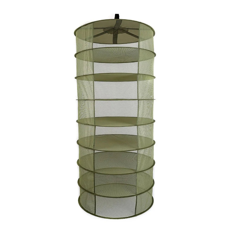 8 Layers Hanging Basket Folding Drying Rack Herb Dry Mesh Net 600mm Diameter - Army Green - 7