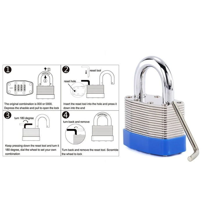 4-Digit Bottom Resettable Combination Padlock Anti-Theft Security Padlock for School Gym Storage Gate Cabinet - 3