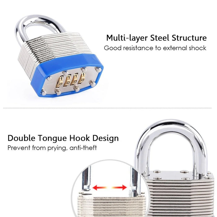 4-Digit Bottom Resettable Combination Padlock Anti-Theft Security Padlock for School Gym Storage Gate Cabinet - 5