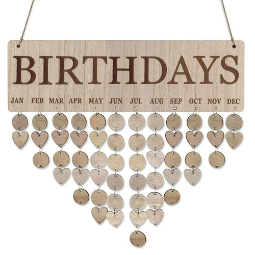 Wooden Calendar Board Sign Stylish Home Crafts Family Celebration and Birthday Reminder DIY Wood Craft for Home Decoration - Type:6 - 1