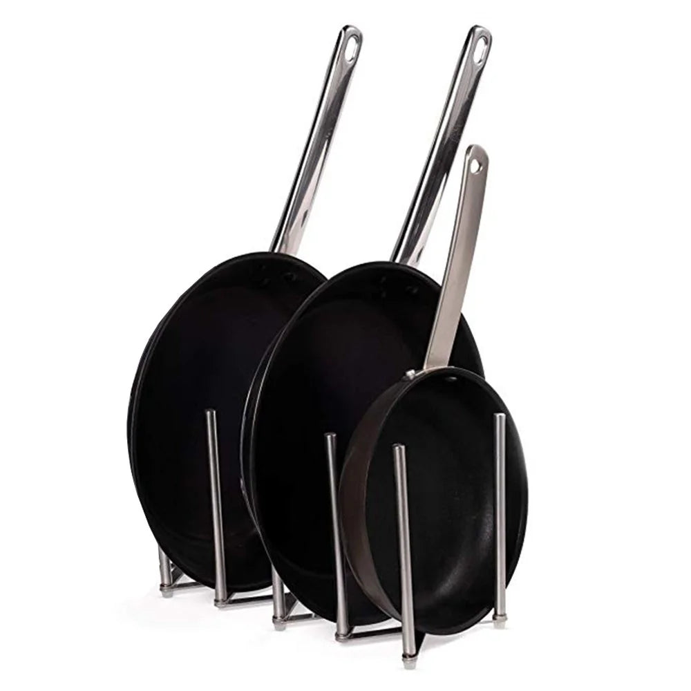 Kitchen Utensil Organizer Stainless Steel Pot Lid Plate Holder Rack Expandable 4 Sectional Adjustable with Sucker Hooks - 5