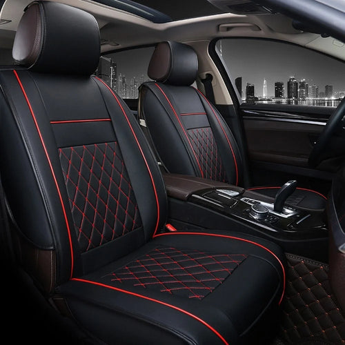 1Pcs All Car Fashion Luxury PU Leather Support Pad Universal Car Seat Cushion - Black / Red - 1
