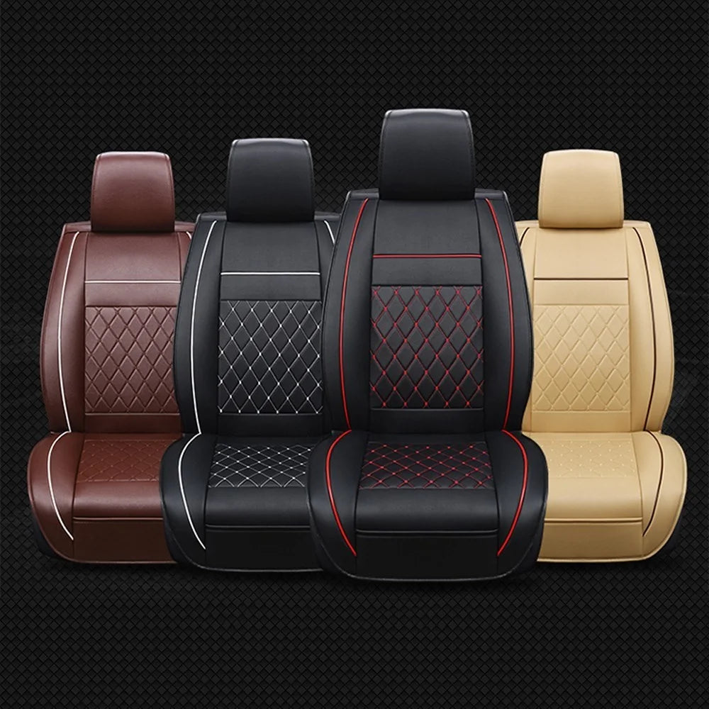 1Pcs All Car Fashion Luxury PU Leather Support Pad Universal Car Seat Cushion - Black / Red - 3