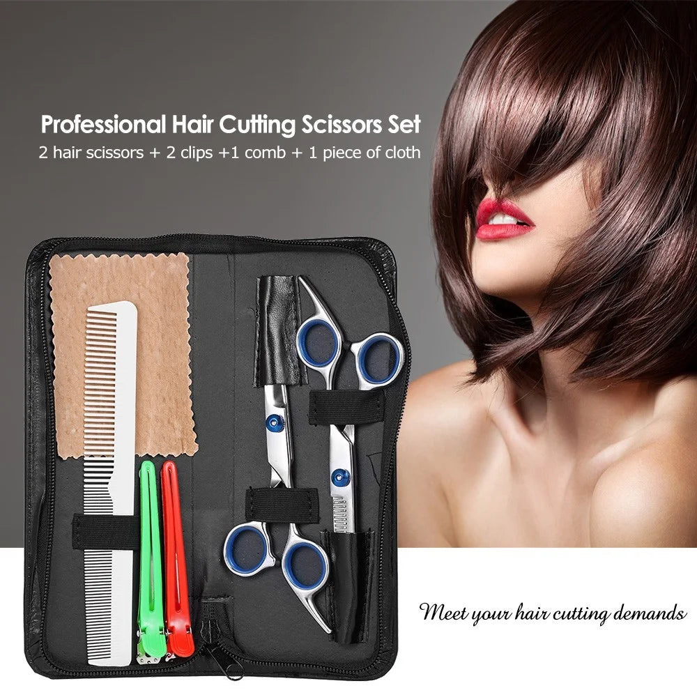 7-in-1 Professional Hair Cutting Scissors Set Hairdressing Tool Salon Home Barber Shears Hair Thinning Kit - 2