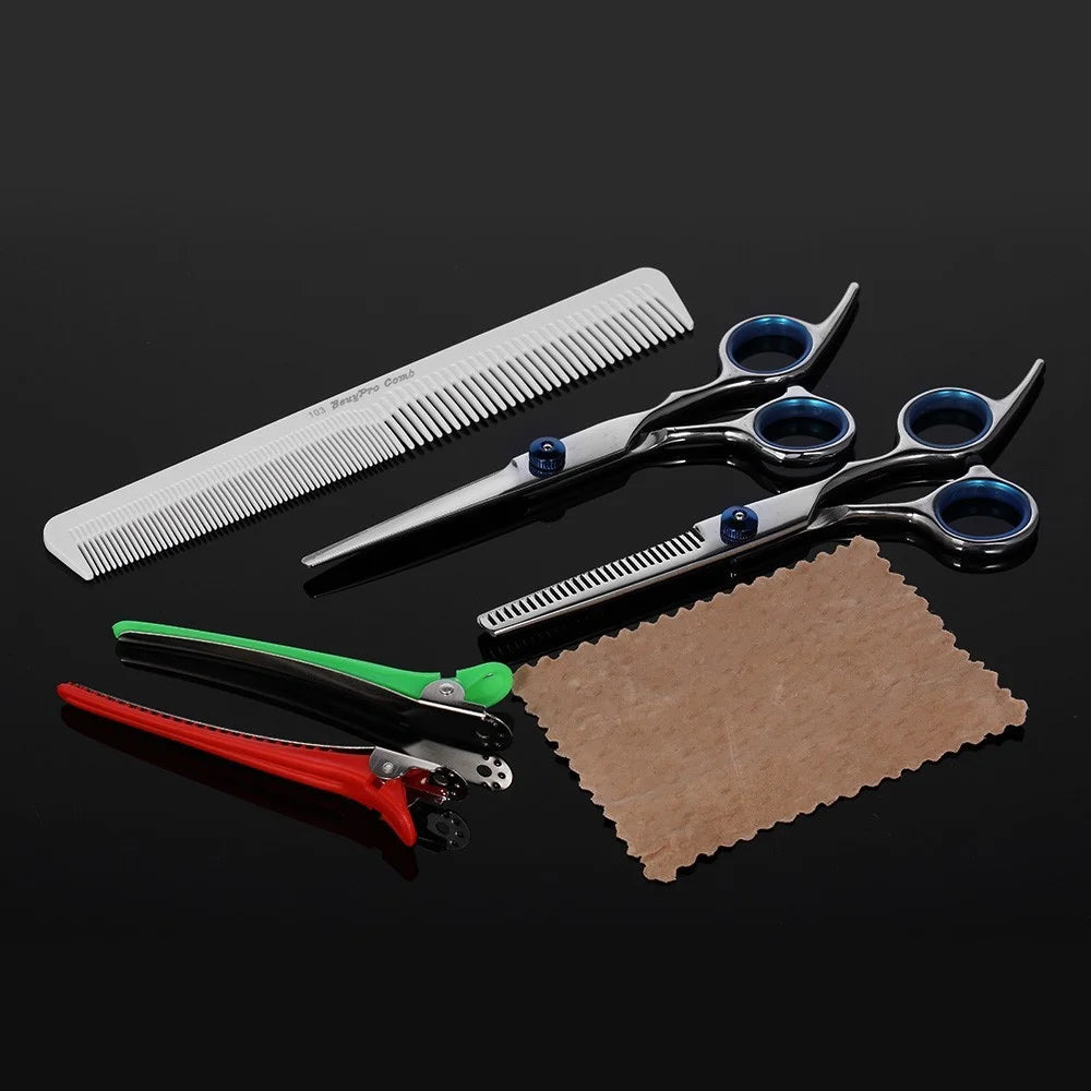 7-in-1 Professional Hair Cutting Scissors Set Hairdressing Tool Salon Home Barber Shears Hair Thinning Kit - 7