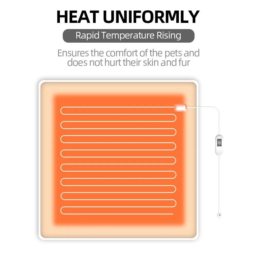 Pet Heating Pad Pet Winter Warmer Anti-Bite Tube Anti-Dirty Mat Bed Blanket Waterproof Electric Bed Mat for Dogs Cats - EU Plug - 5