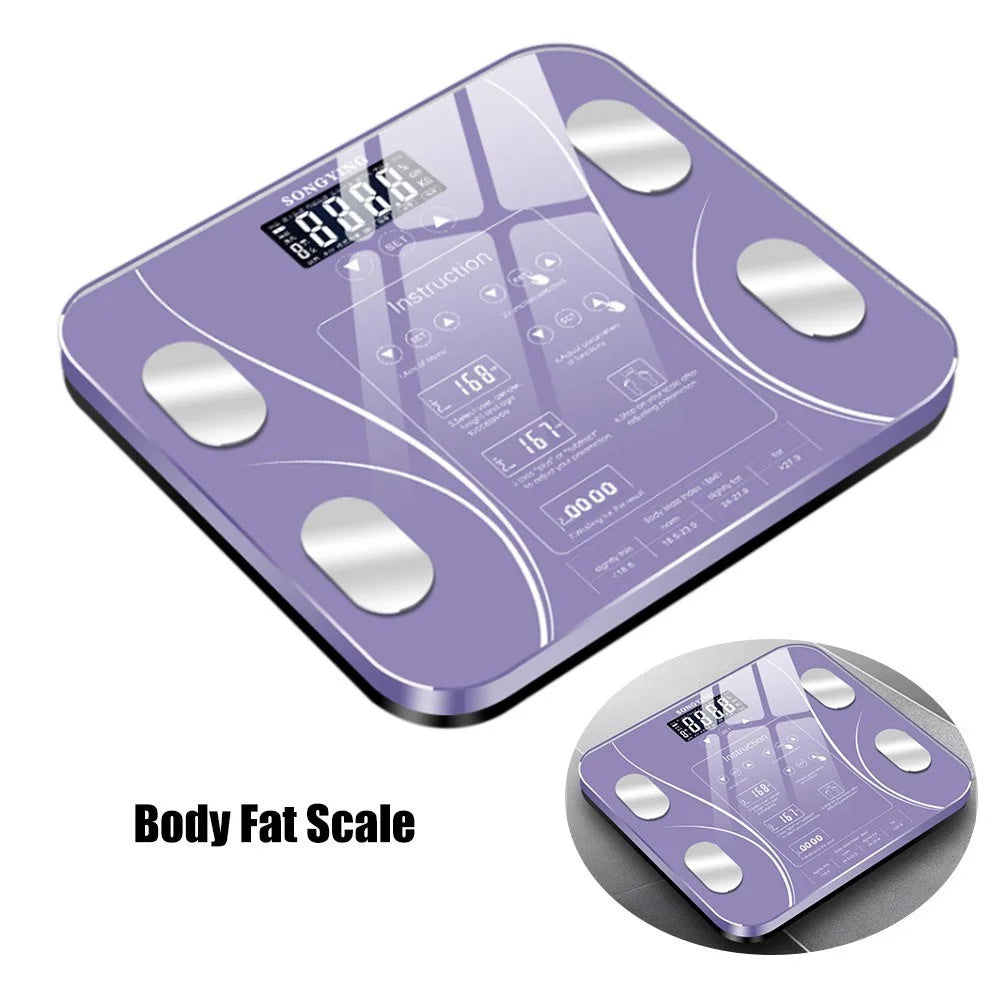 15 Kinds of Data Body Fat Scale Intelligent Electronic Weight Scale Digital BMI Scale Water Mass Health Body Composition Analyzer [English Version] - Purple - 1