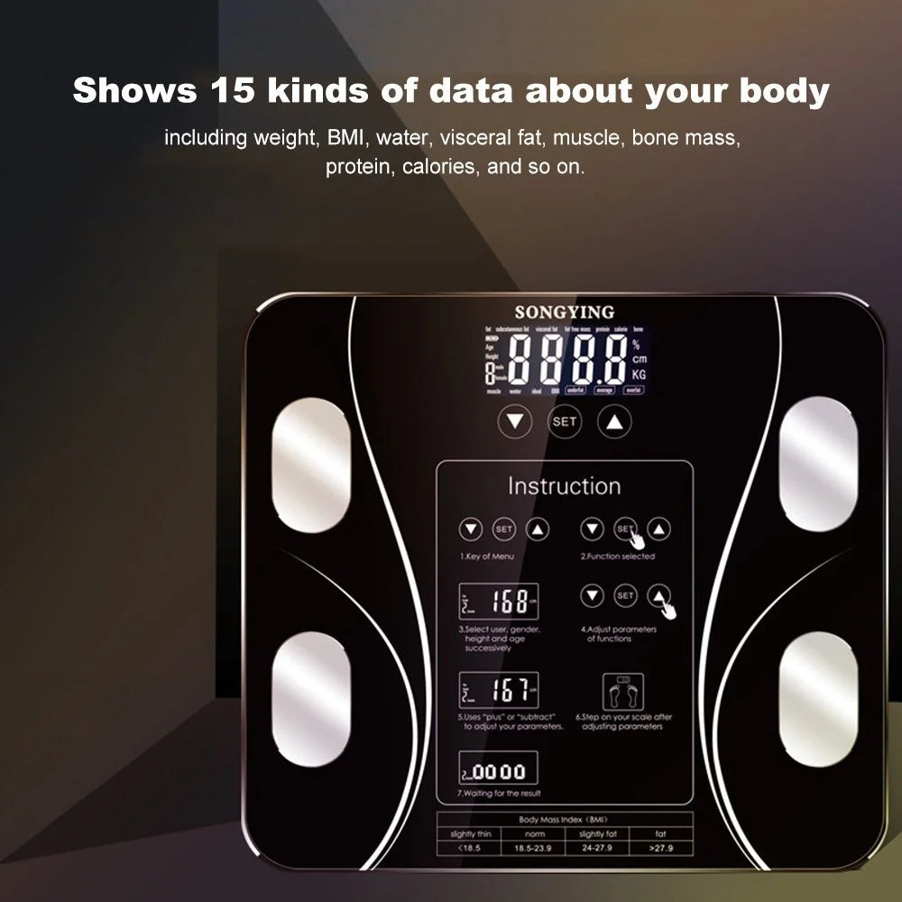 15 Kinds of Data Body Fat Scale Intelligent Electronic Weight Scale Digital BMI Scale Water Mass Health Body Composition Analyzer [English Version] - Purple - 6
