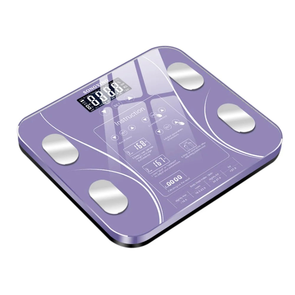 15 Kinds of Data Body Fat Scale Intelligent Electronic Weight Scale Digital BMI Scale Water Mass Health Body Composition Analyzer [English Version] - Purple - 7