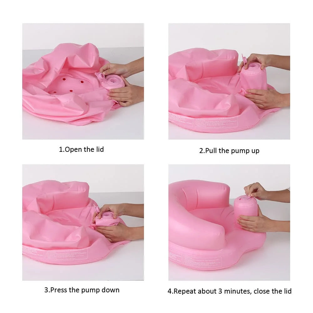Baby Inflatable Seat Portable Summer Toddler Beach Chair Infant Support PVC Sofa for 5-24 Months Toddlers - Pink - 3