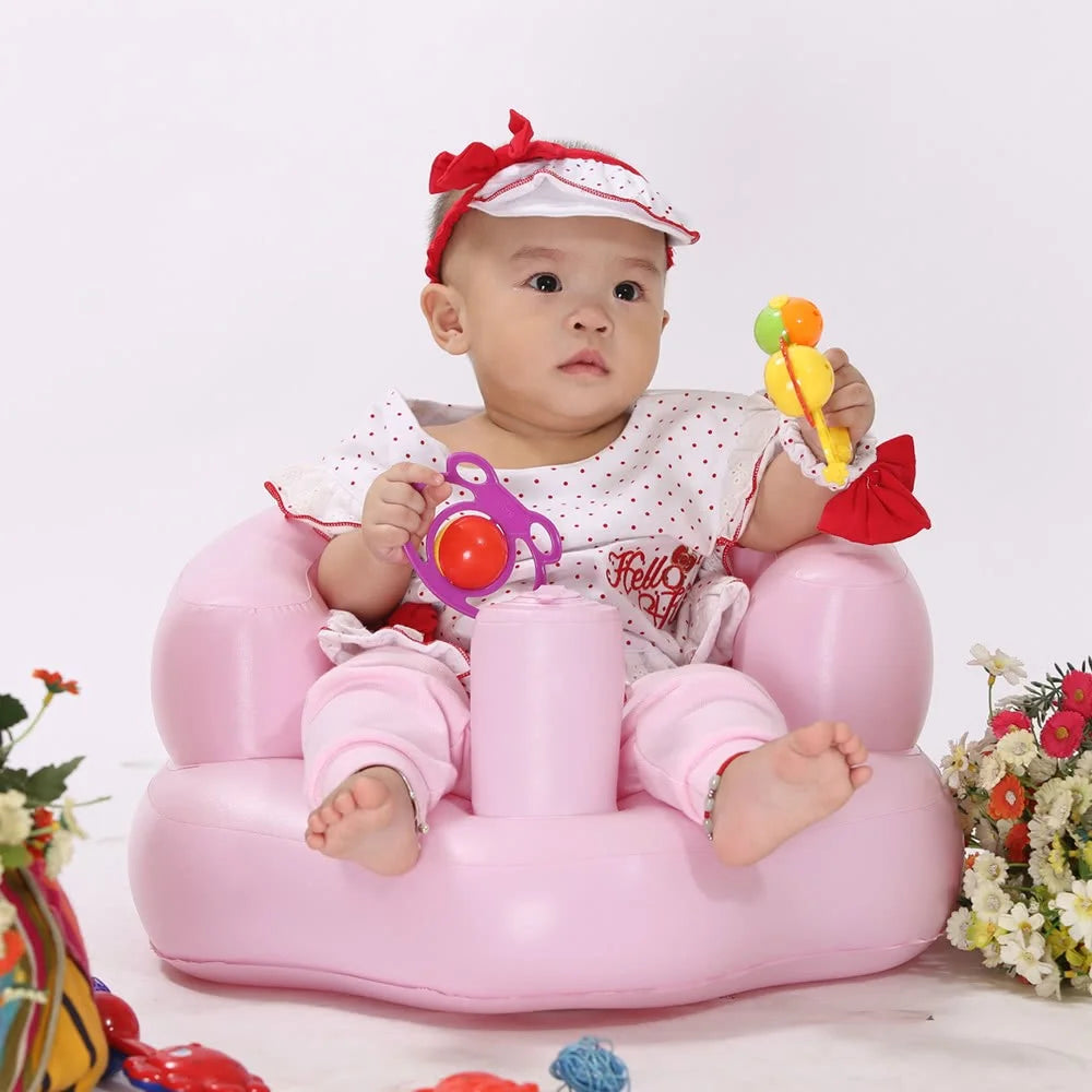 Baby Inflatable Seat Portable Summer Toddler Beach Chair Infant Support PVC Sofa for 5-24 Months Toddlers - Pink - 5