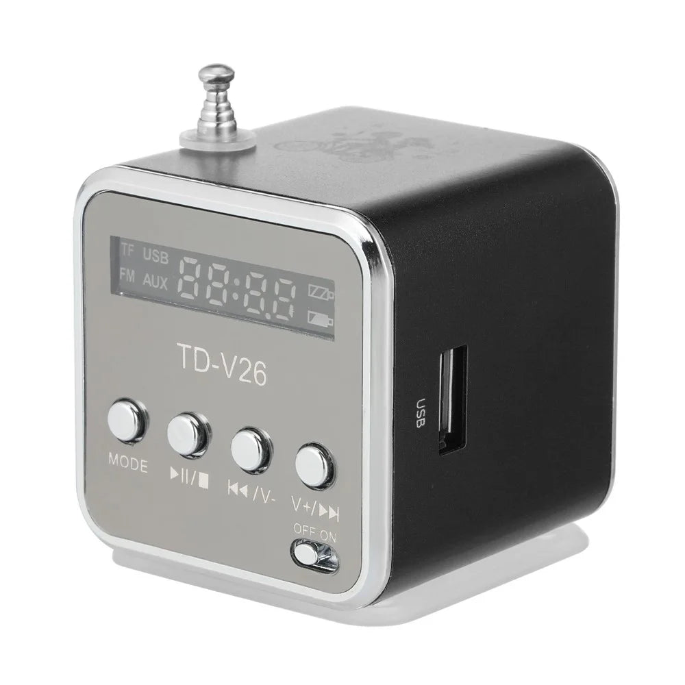 Portable 3.5mm Wired Mini Speaker MP3 Player FM Radio Music Amplifier Support TF Card U Disk - Black - 1