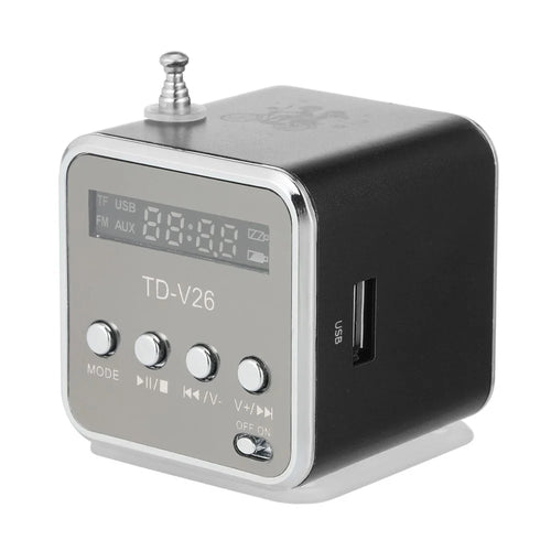 Portable 3.5mm Wired Mini Speaker MP3 Player FM Radio Music Amplifier Support TF Card U Disk - Black - 1
