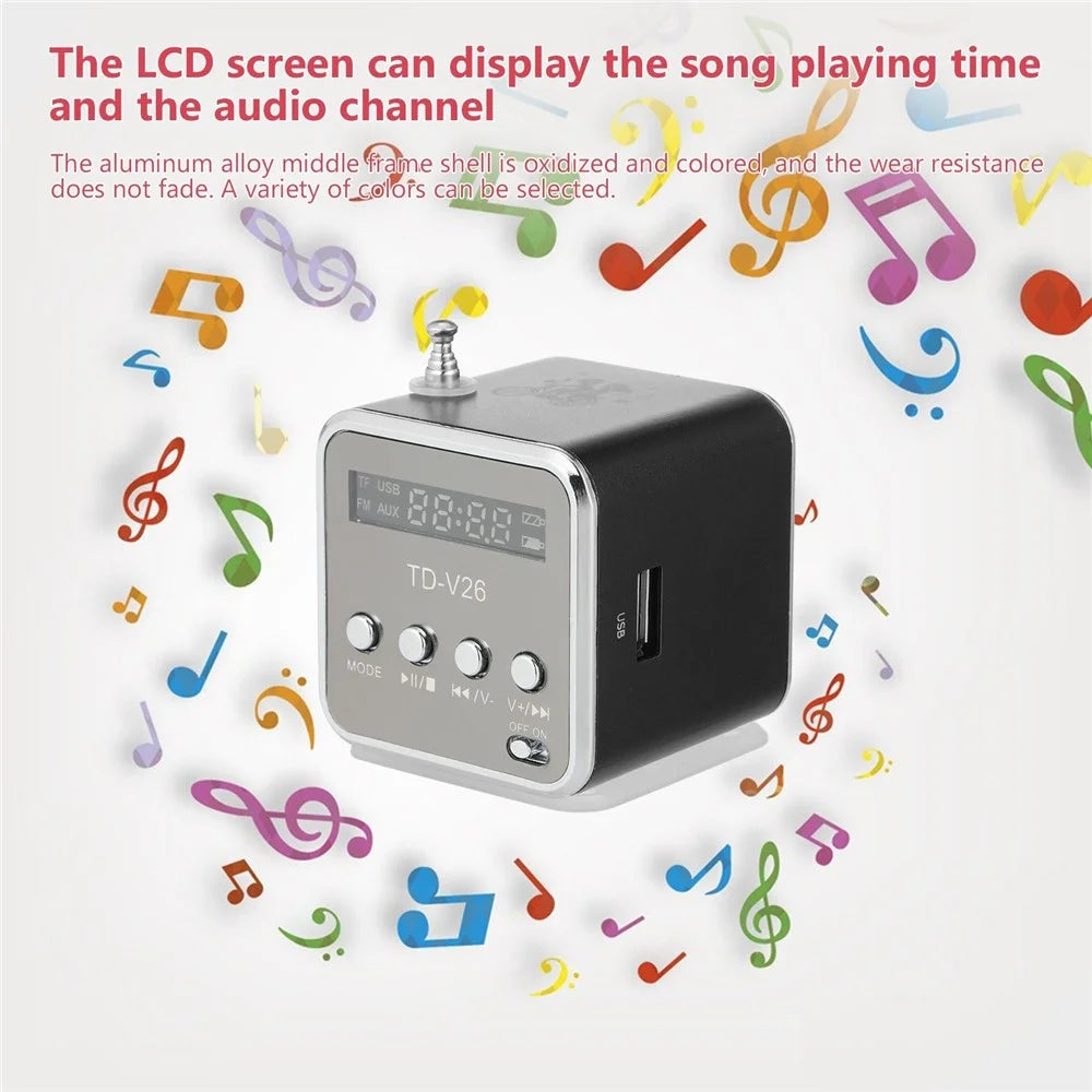 Portable 3.5mm Wired Mini Speaker MP3 Player FM Radio Music Amplifier Support TF Card U Disk - Black - 2