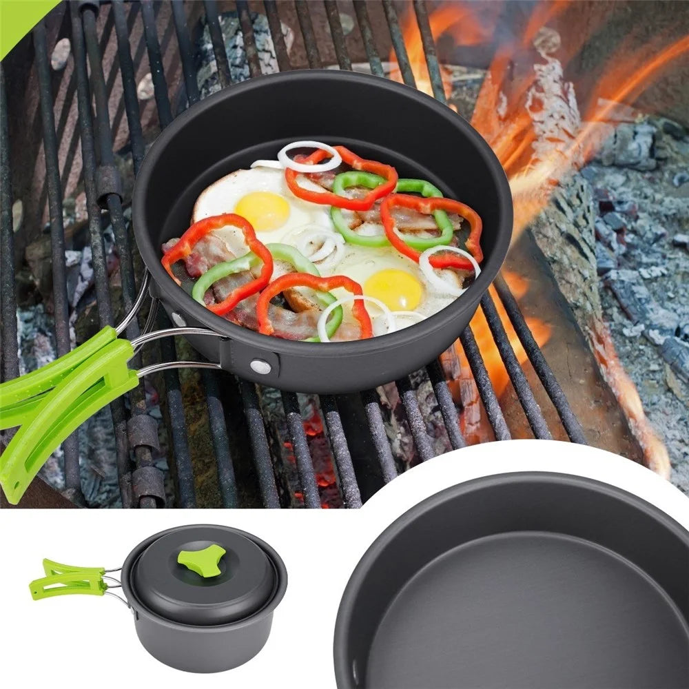 15Pcs Portable Camping Cookware Outdoor Cook Gear with Nonstick Pot Pan Bowls Set - 4