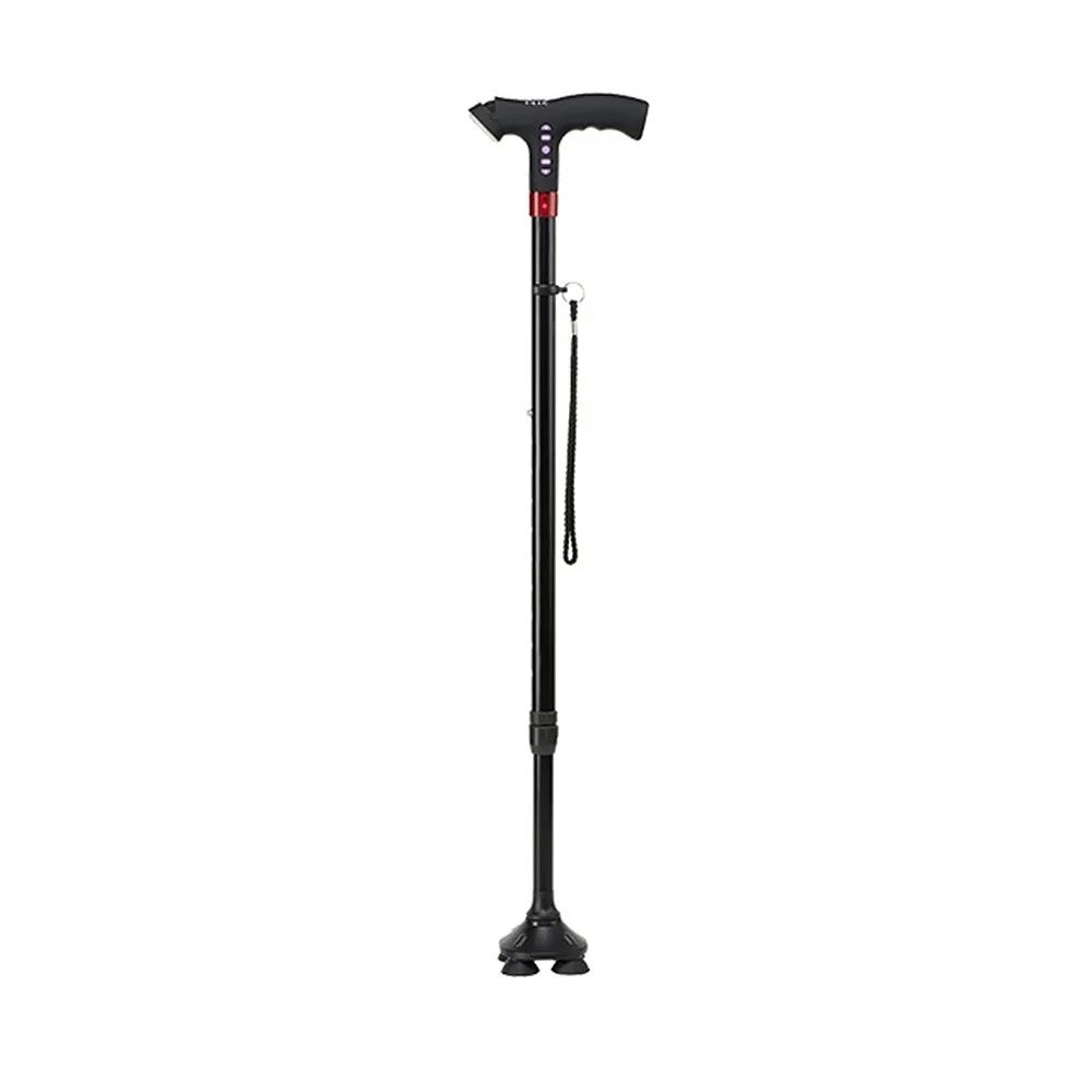 Elderly Adjustable L-ED Walking Cane FM Radio MP3 Smart Safety Fall Alarm Walking Stick - 1