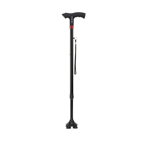 Elderly Adjustable L-ED Walking Cane FM Radio MP3 Smart Safety Fall Alarm Walking Stick - 1