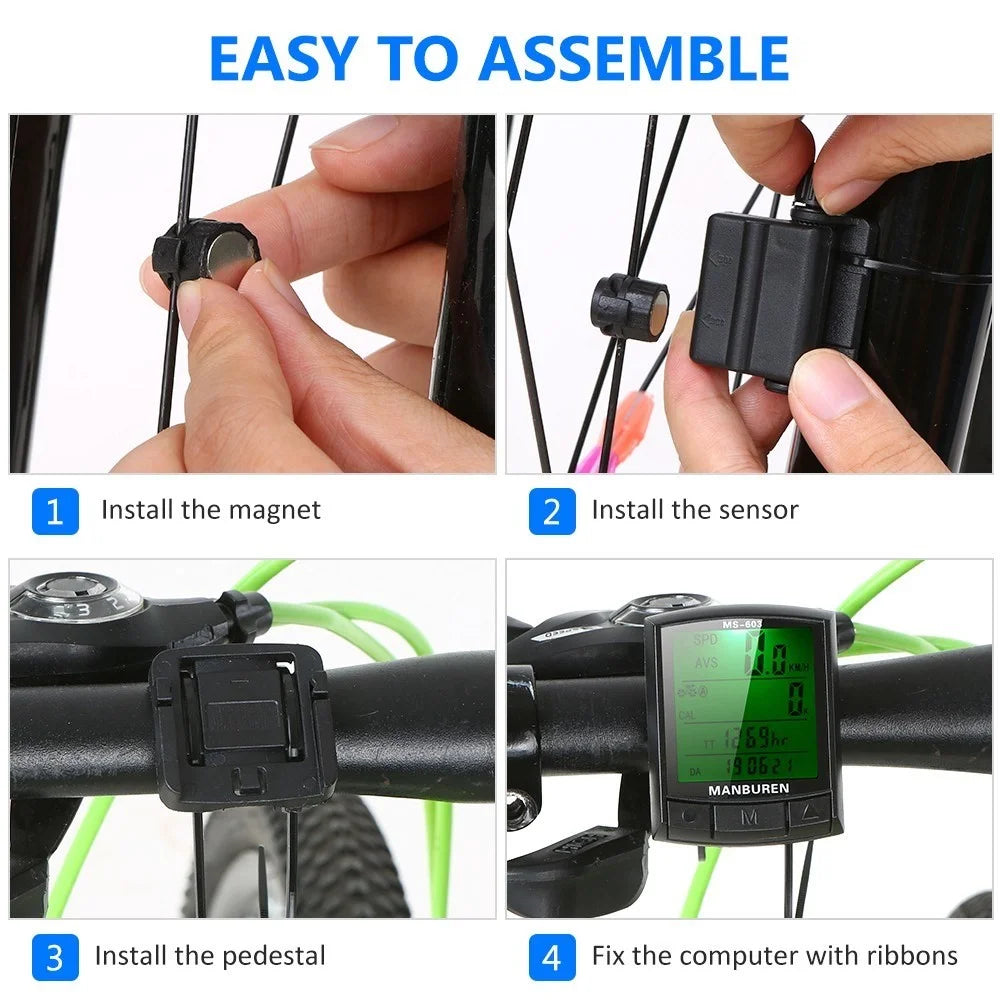 Accurate Bike Computer Bike Speedmeter Odometer MTB Road Bike Computer Stopwatch - Wireless - 3