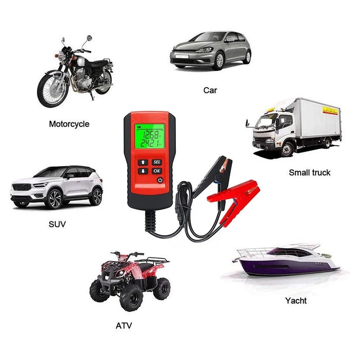 Battery Life Percentage Analyzer Voltage Resistance and Deep Cycle Battery Tester - Red - 3