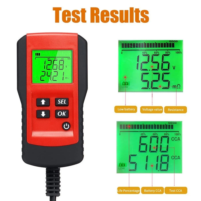 Battery Life Percentage Analyzer Voltage Resistance and Deep Cycle Battery Tester - Red - 5