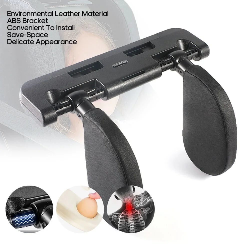 Triaxial Adjustable Car Seat Headrest Pillow Car Neck Head Shoulder Sleep Cushion - Black - 1
