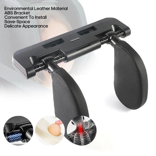Triaxial Adjustable Car Seat Headrest Pillow Car Neck Head Shoulder Sleep Cushion - Black - 1