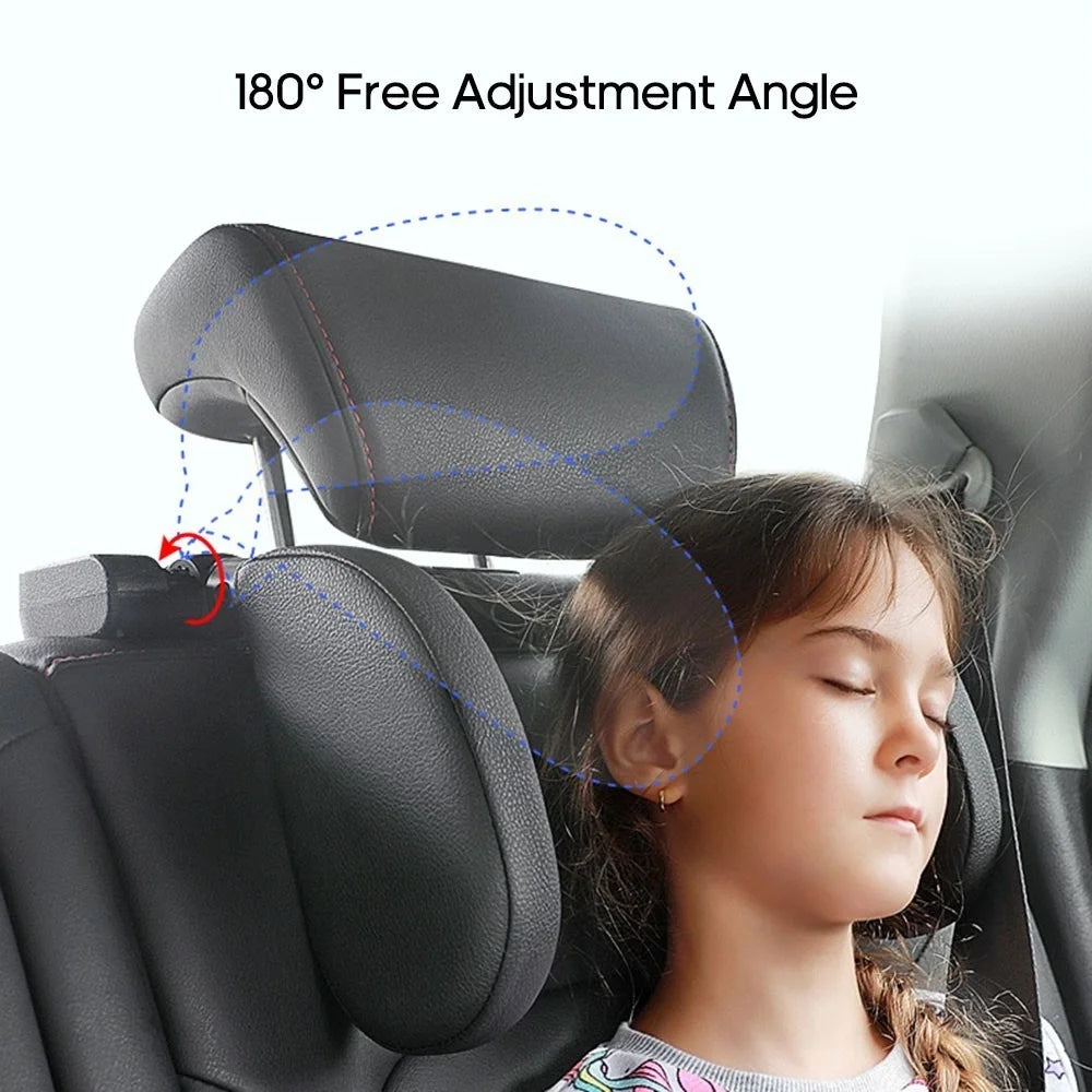 Triaxial Adjustable Car Seat Headrest Pillow Car Neck Head Shoulder Sleep Cushion - Black - 2