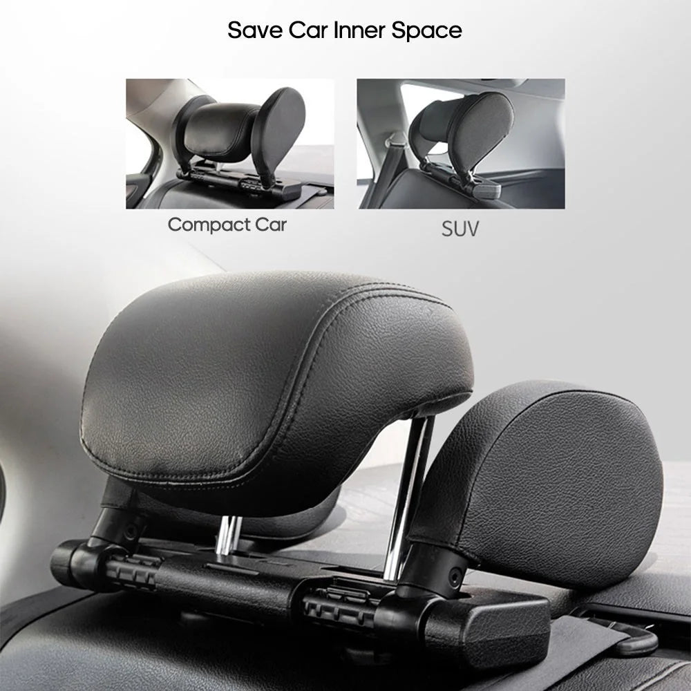 Triaxial Adjustable Car Seat Headrest Pillow Car Neck Head Shoulder Sleep Cushion - Black - 3