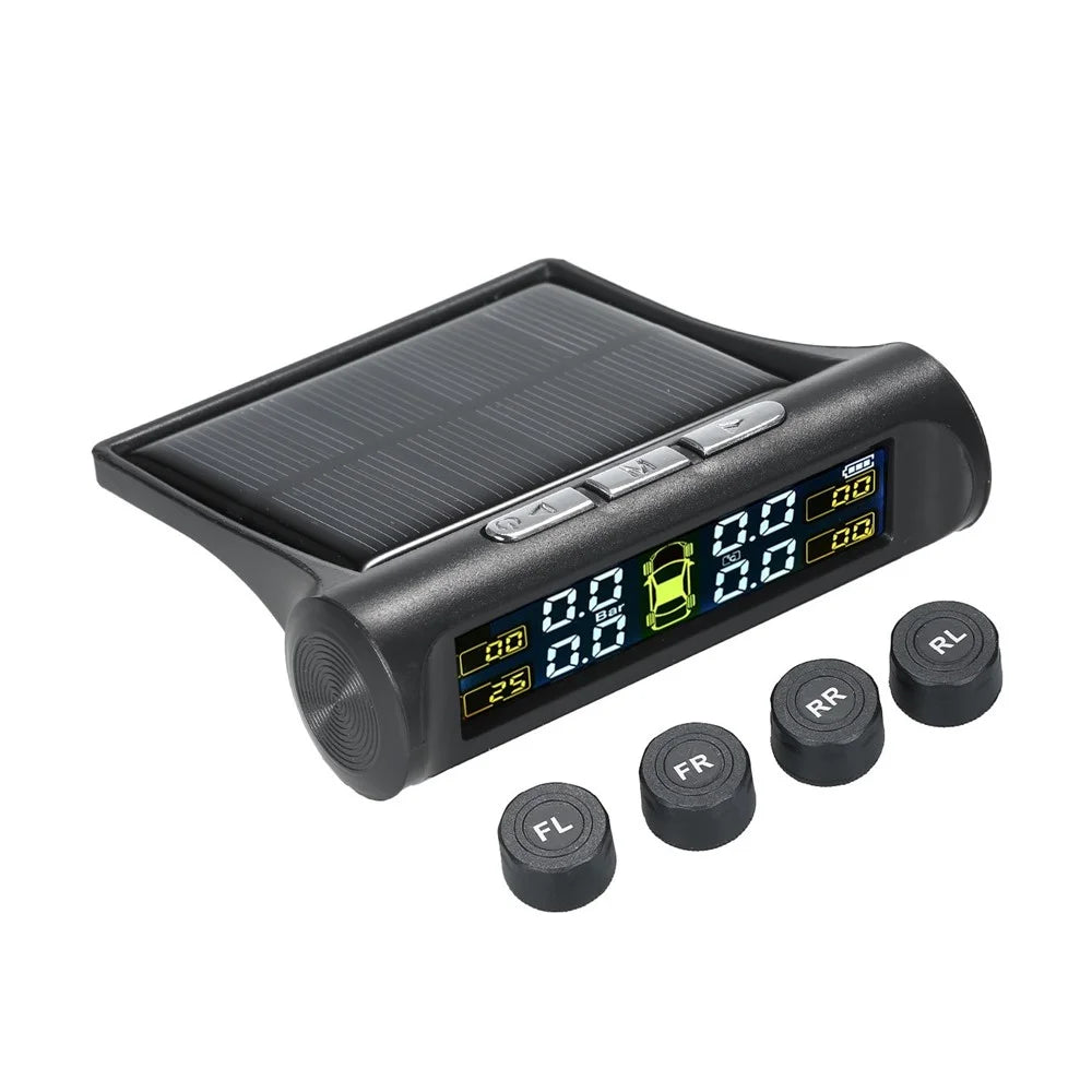 Solar TPMS Wireless Car Tire Pressure  Monitoring System with 4 External Sensors - 1
