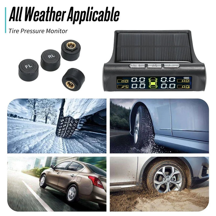 Solar TPMS Wireless Car Tire Pressure  Monitoring System with 4 External Sensors - 7