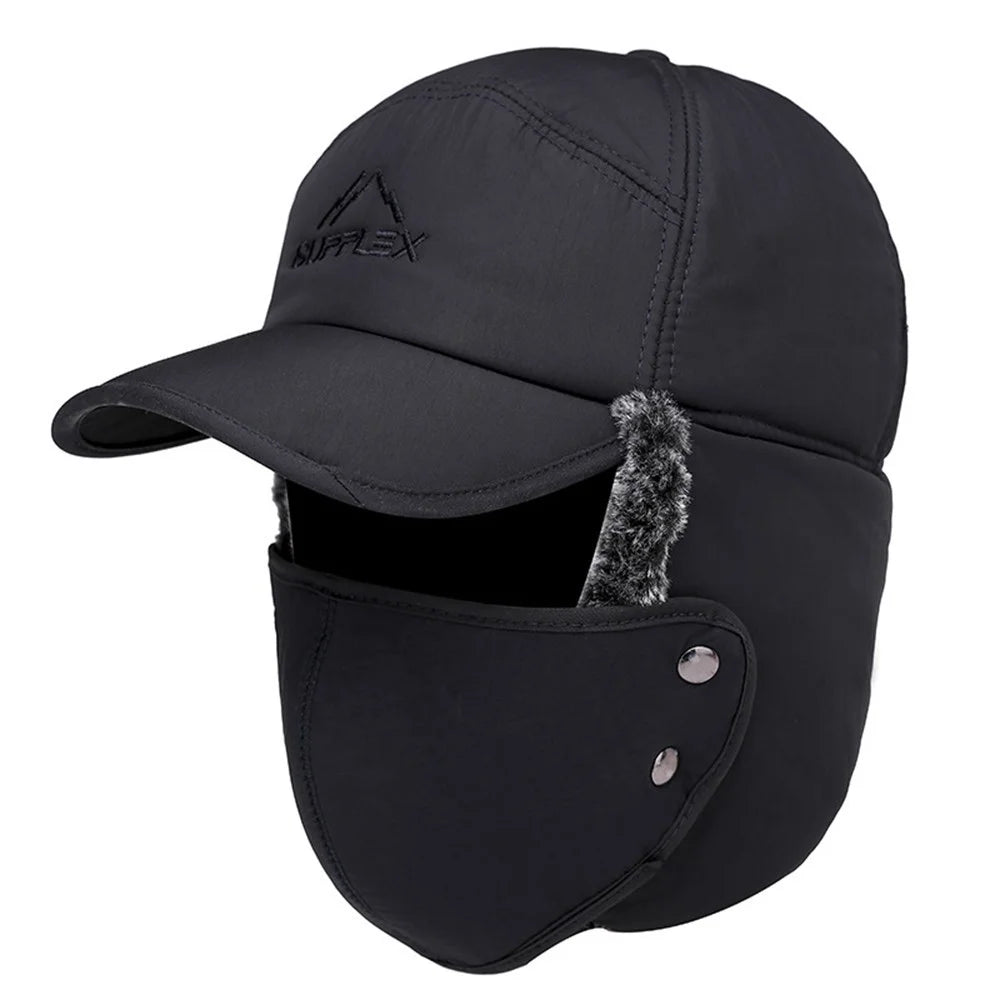 SUPPLEX Winter Warm Hat with Detachable Mask Full Face Outdoor Windproof Hat Baseball Cap - Black - 1