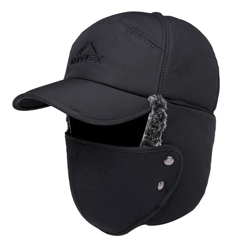 SUPPLEX Winter Warm Hat with Detachable Mask Full Face Outdoor Windproof Hat Baseball Cap - Black - 1