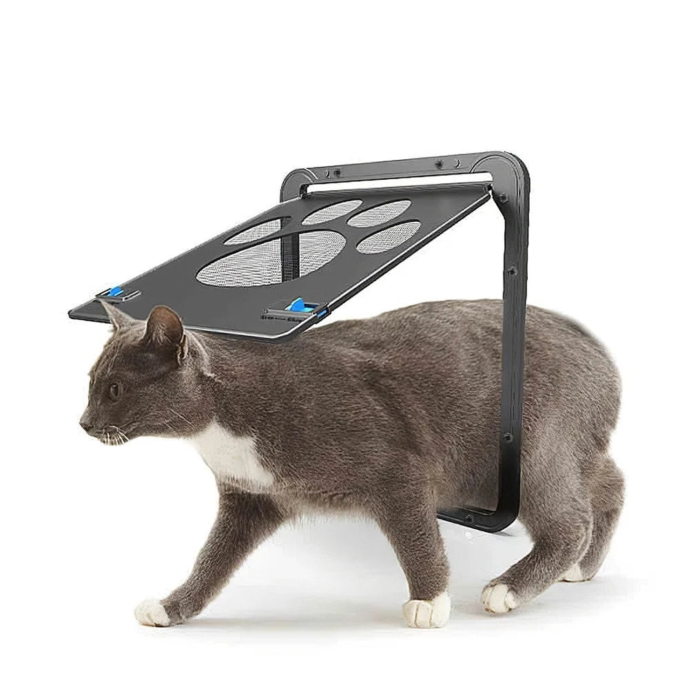 Pet Screen Door Self-Closing Durable Magnetic Flap Screen Automatic Lockable Black Door for Small Cat Kitten Puppy - 1