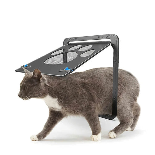 Pet Screen Door Self-Closing Durable Magnetic Flap Screen Automatic Lockable Black Door for Small Cat Kitten Puppy - 1
