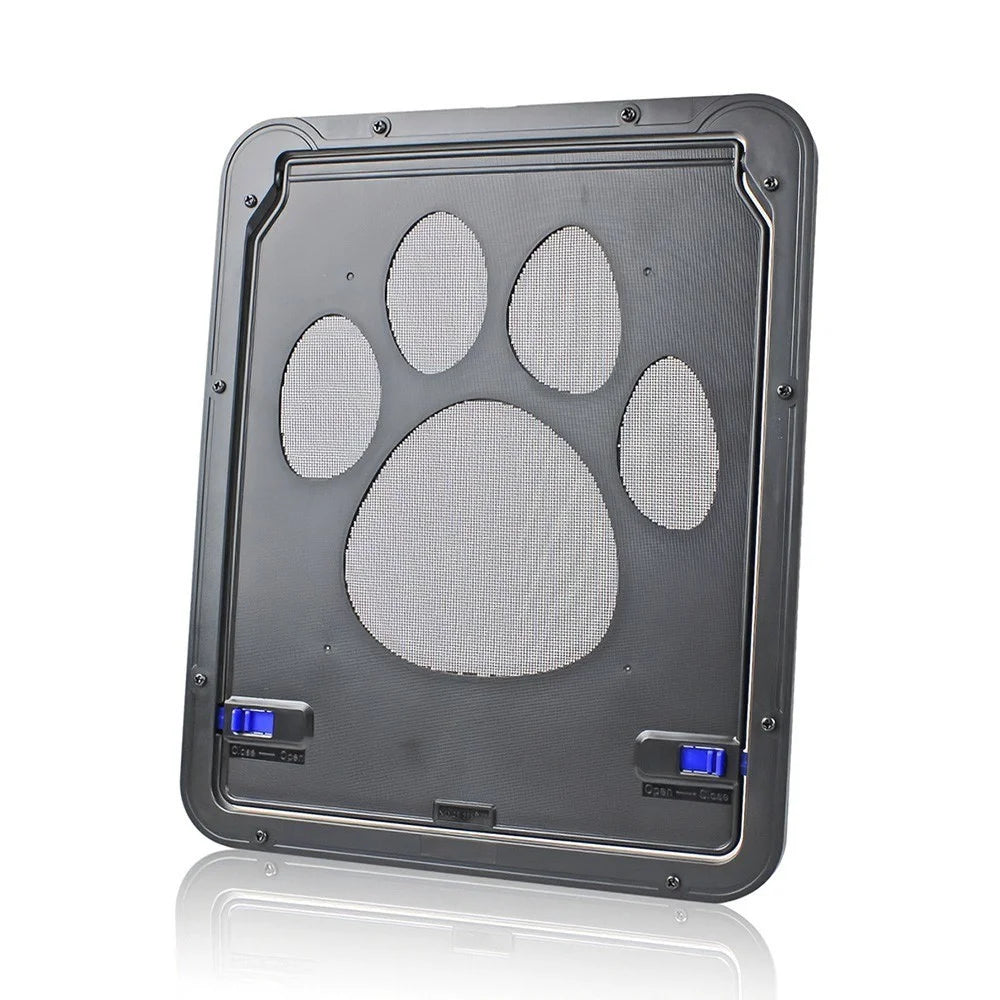 Pet Screen Door Self-Closing Durable Magnetic Flap Screen Automatic Lockable Black Door for Small Cat Kitten Puppy - 7