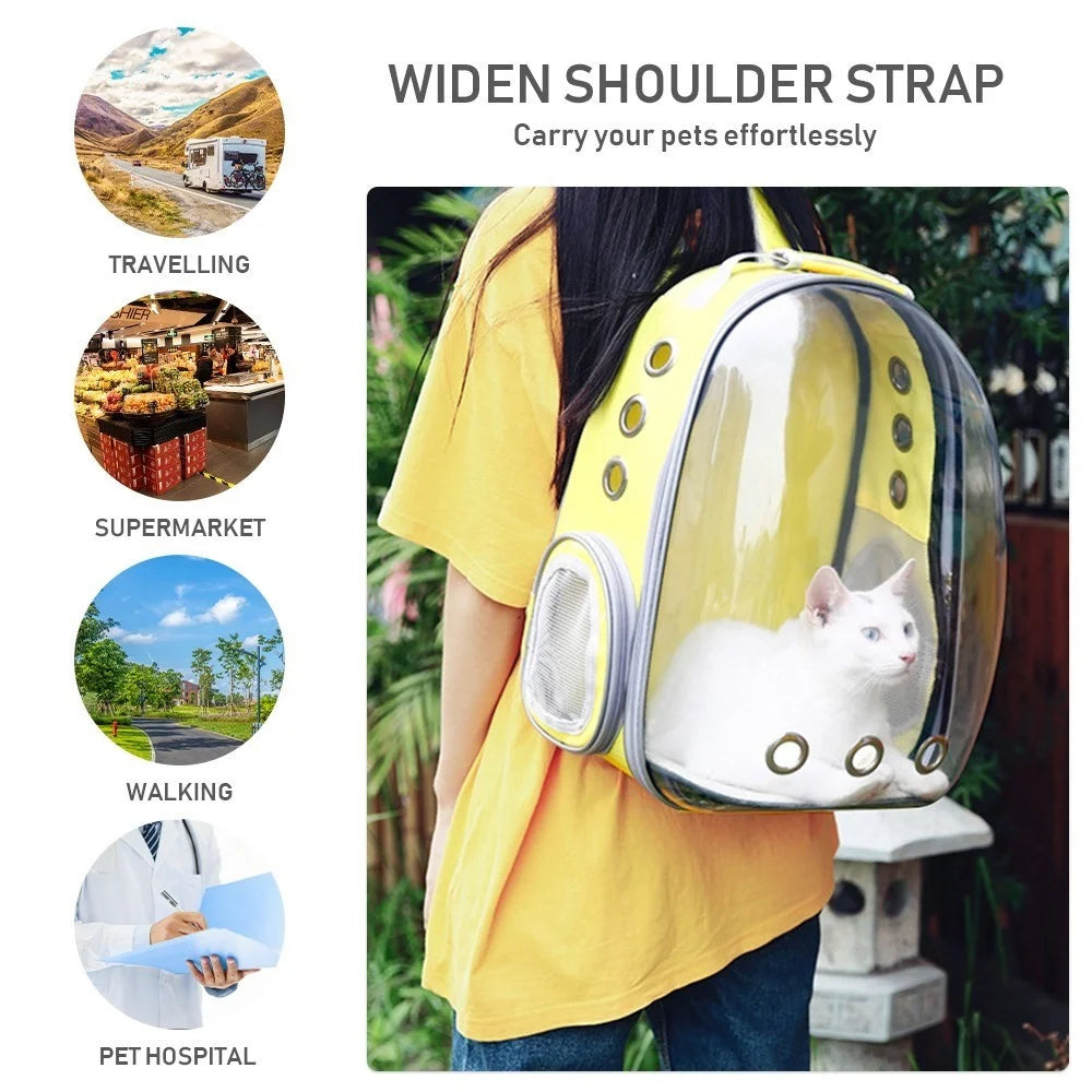 Pet Transparent Backpack Carrier Dog Cat Breathable Outdoor Travel Carrying Bag - Grey - 2