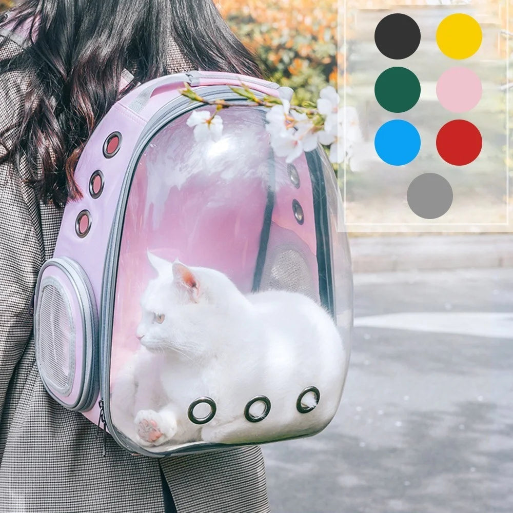 Pet Transparent Backpack Carrier Dog Cat Breathable Outdoor Travel Carrying Bag - Grey - 3