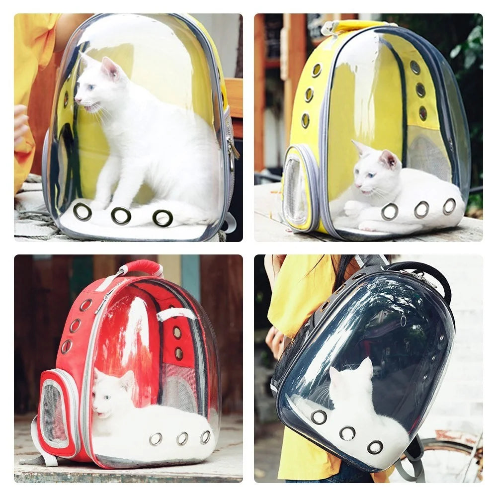 Pet Transparent Backpack Carrier Dog Cat Breathable Outdoor Travel Carrying Bag - Grey - 4
