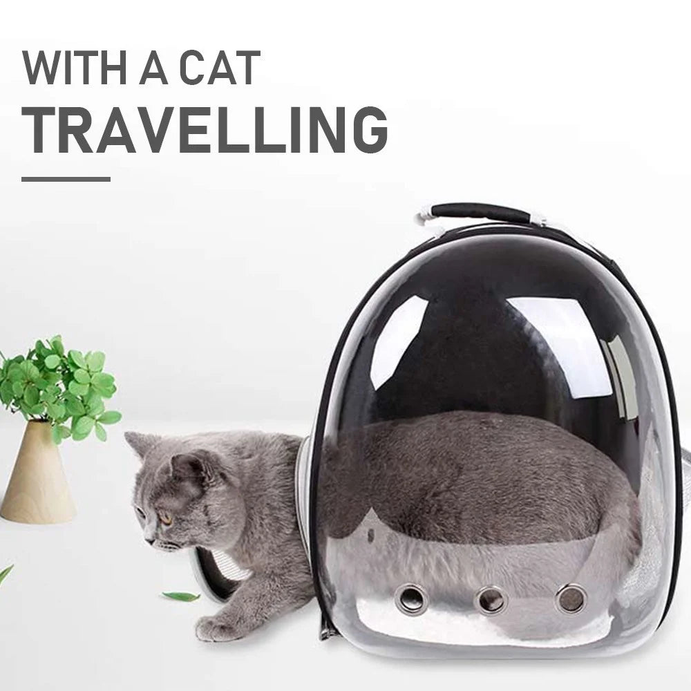 Pet Transparent Backpack Carrier Dog Cat Breathable Outdoor Travel Carrying Bag - Grey - 7