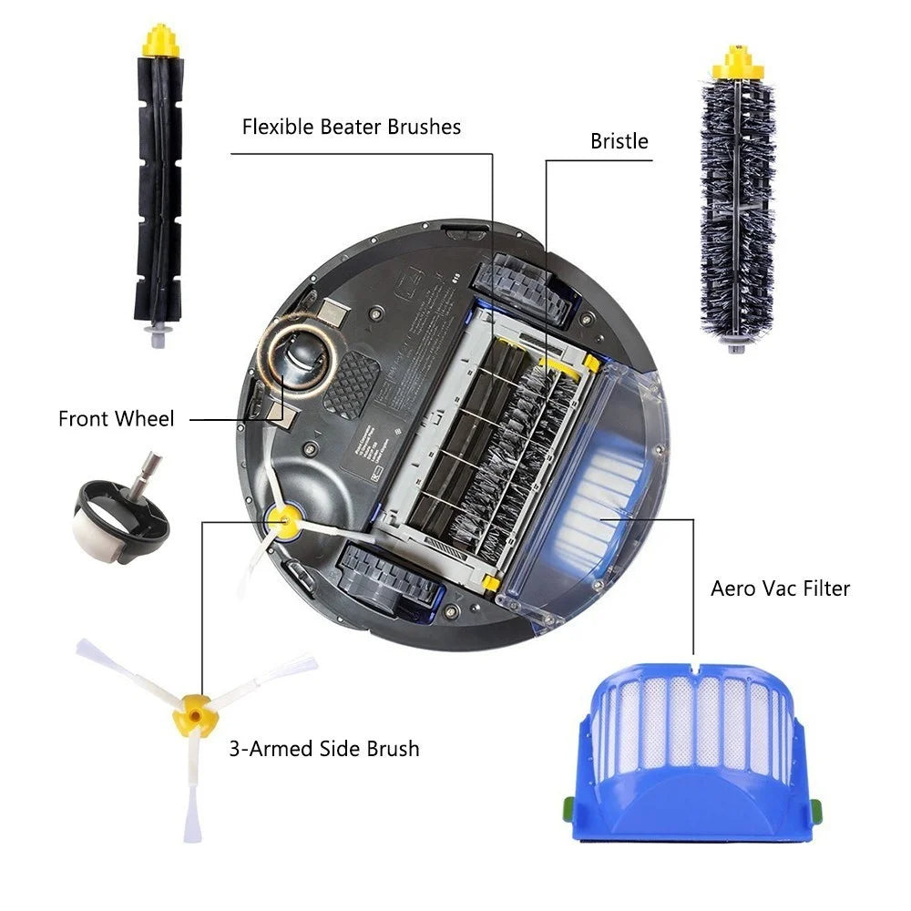 Robot Vacuum Cleaner Parts Blue Aero Vac Filter Replacement for iRobot Roomba 675 / 670 / 665 / 690 / 692 / 694 / 671 / 677 / 650 - 4