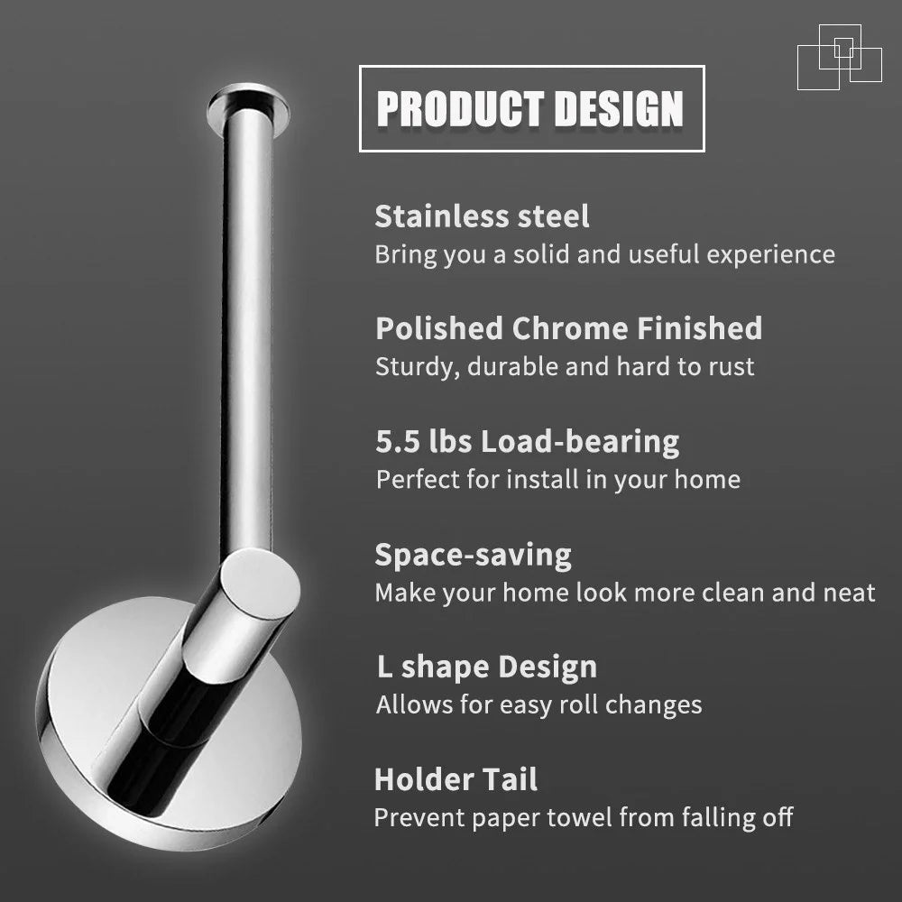 Toilet Paper Holder Polished Chrome Stainless Steel Toilet Roll Holder for Bathroom, Kitchen, Washroom Wall Mount - 7