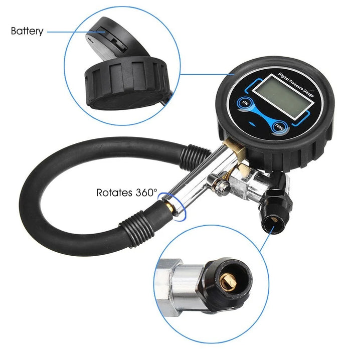 4 Units Switchable Digital LCD Tyre Tire Air Pump Pressure Gauge Tester - 5