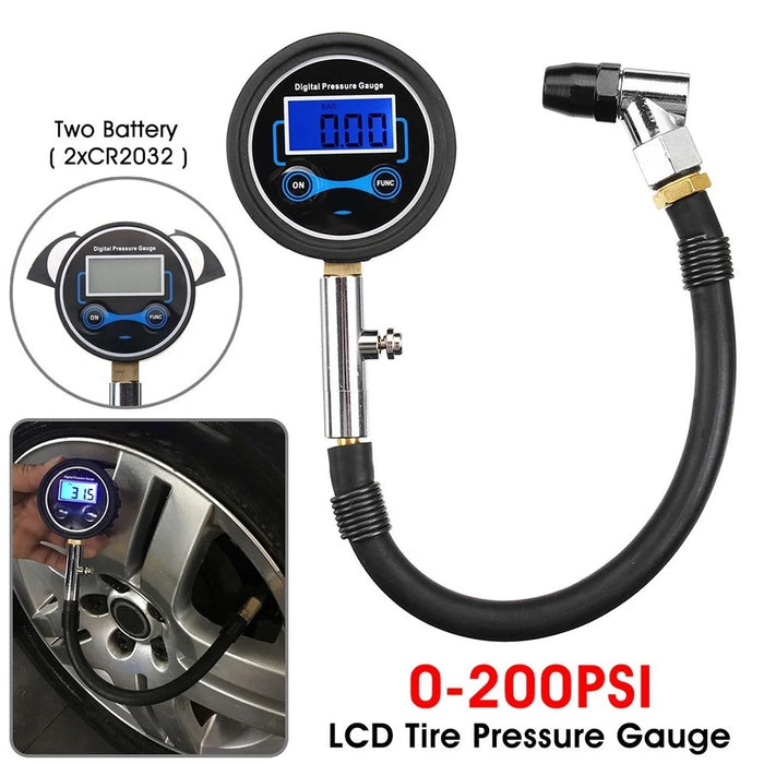 4 Units Switchable Digital LCD Tyre Tire Air Pump Pressure Gauge Tester - 6