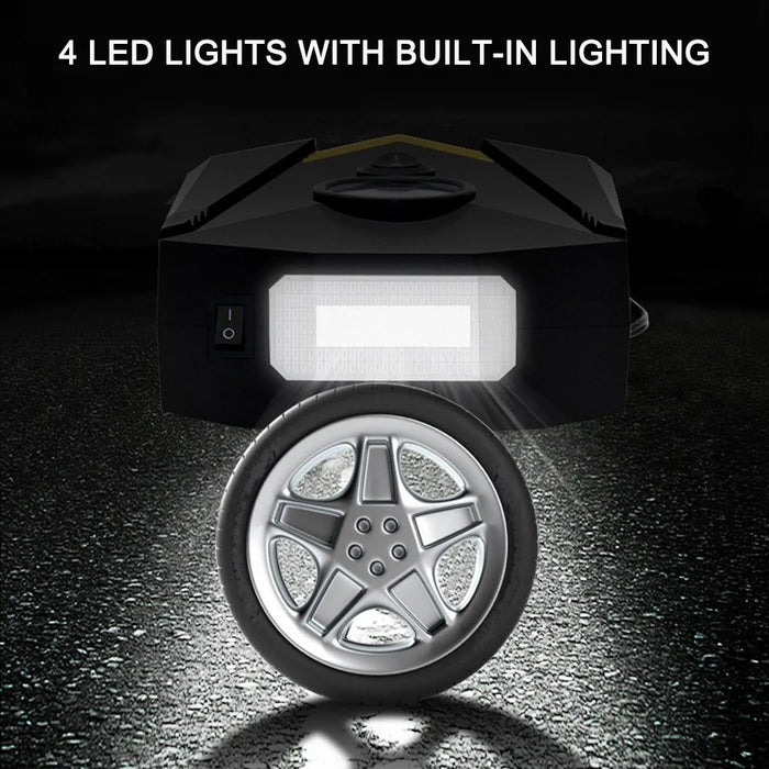 Portable Car Tire Inflator Air Compressor Auto Tire Pump with Emergency LED Lighting Function - 2