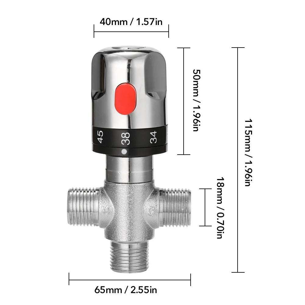 Adjustable Thermostatic Bathroom Mixer Valve Durable Brass Water Mixer Hot/Cold Water Mixing Temperature Control Valve for Home Water Heater - Type 1 - 6
