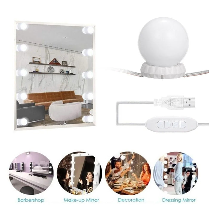 3 Lighting Modes Vanity LEDs Mirror Lights Kit with 10 Bulbs Adjustable 10 Brightness USB Mirror String Light for Makeup Dressing Table - 2