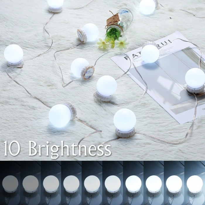 3 Lighting Modes Vanity LEDs Mirror Lights Kit with 10 Bulbs Adjustable 10 Brightness USB Mirror String Light for Makeup Dressing Table - 4