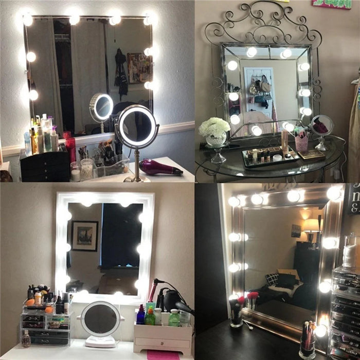 3 Lighting Modes Vanity LEDs Mirror Lights Kit with 10 Bulbs Adjustable 10 Brightness USB Mirror String Light for Makeup Dressing Table - 7