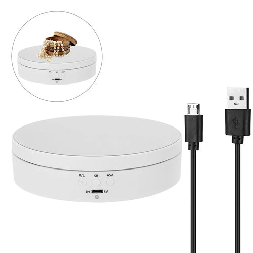 Electric 360 Degree Rotating Turntable Display Stand for Photography Video Shooting Props Jewelry Display - White - 1