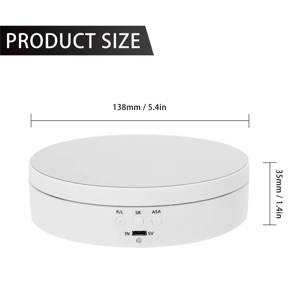 Electric 360 Degree Rotating Turntable Display Stand for Photography Video Shooting Props Jewelry Display - White - 4